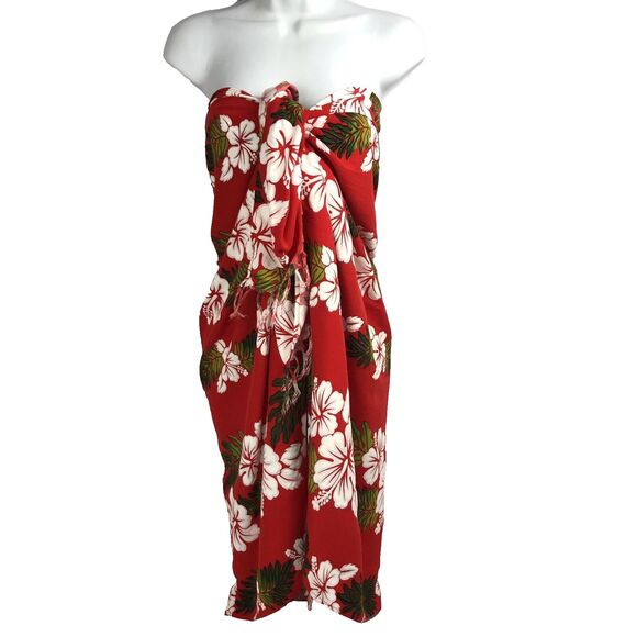 VTG Koko Knot Women's Sarong Hibiscus Tropical Scarf Shawl Beach Cover Wrap - Picture 1 of 16